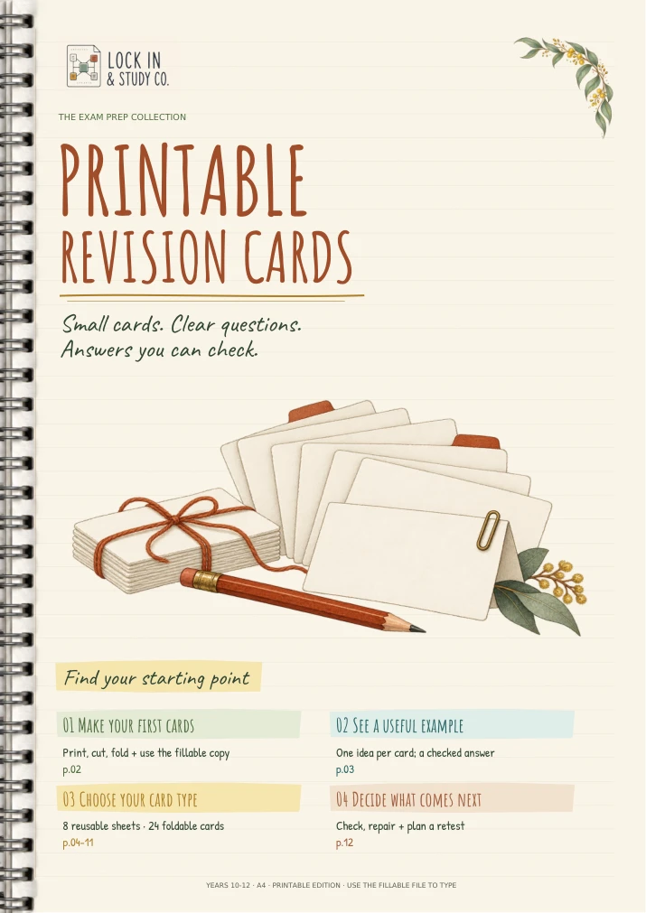 Printable Revision Cards, illustrated cover