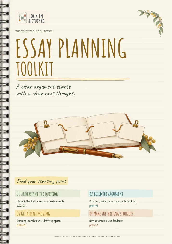 Essay Planning Toolkit, illustrated cover