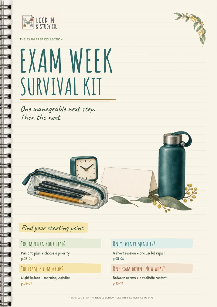 Exam Week Survival Kit, illustrated cover